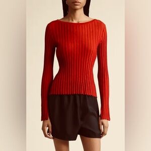 Yoox pleated pleats plisse Ribbed Long Sleeve Sweater slit chic ssense medium